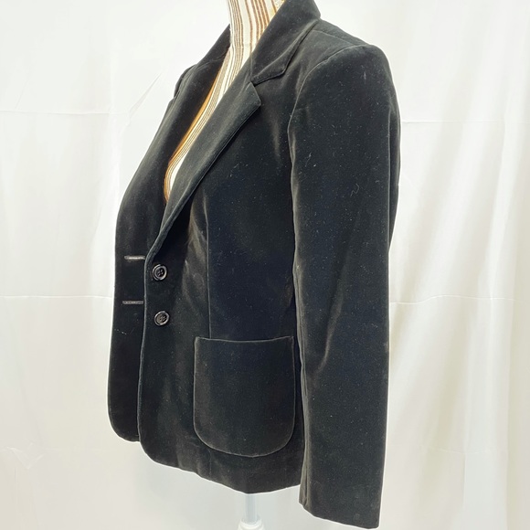 Vintage crushed velvet black blazer medium button front closure - Picture 4 of 10
